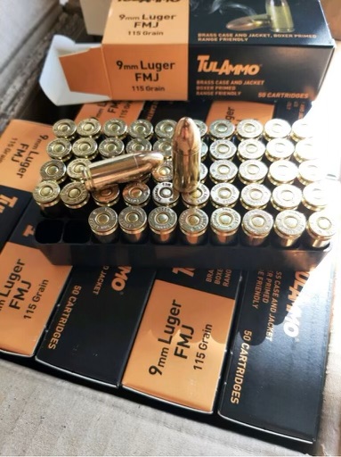 TULAMMO Brass Case 9mm FMJ 115 Grain (Case of 1,000 rounds)