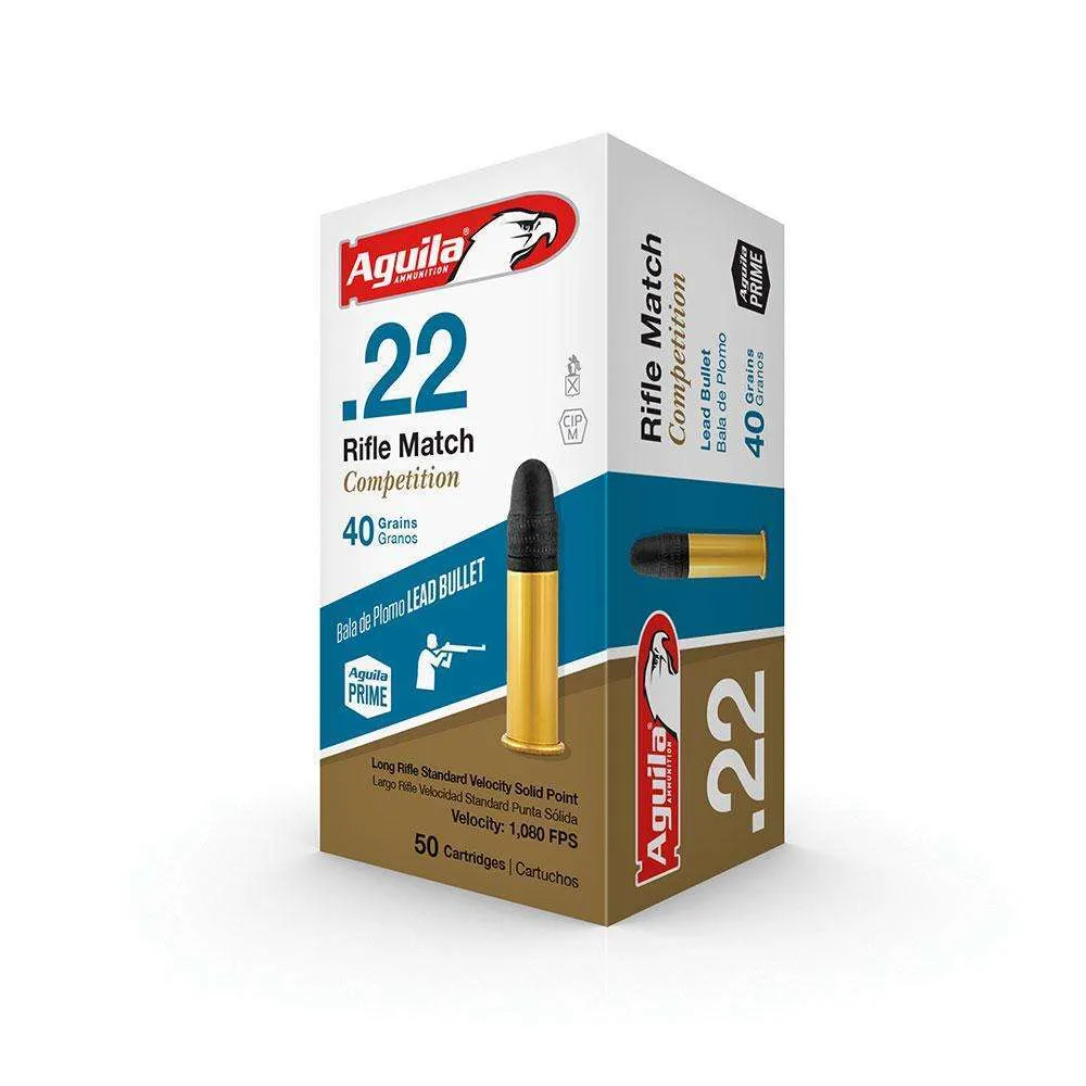 Aguila Match 22 LR 40 gr Lead Solid Point 50 Bx/ 20 Cs-img-0