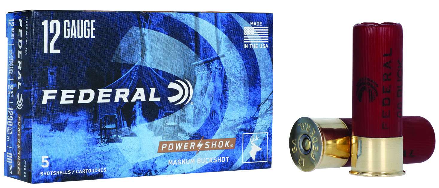 Federal F13000 Power-Shok12 Gauge 2.75" 12 Pellets 00 Buck Shot 5 Bx-img-1